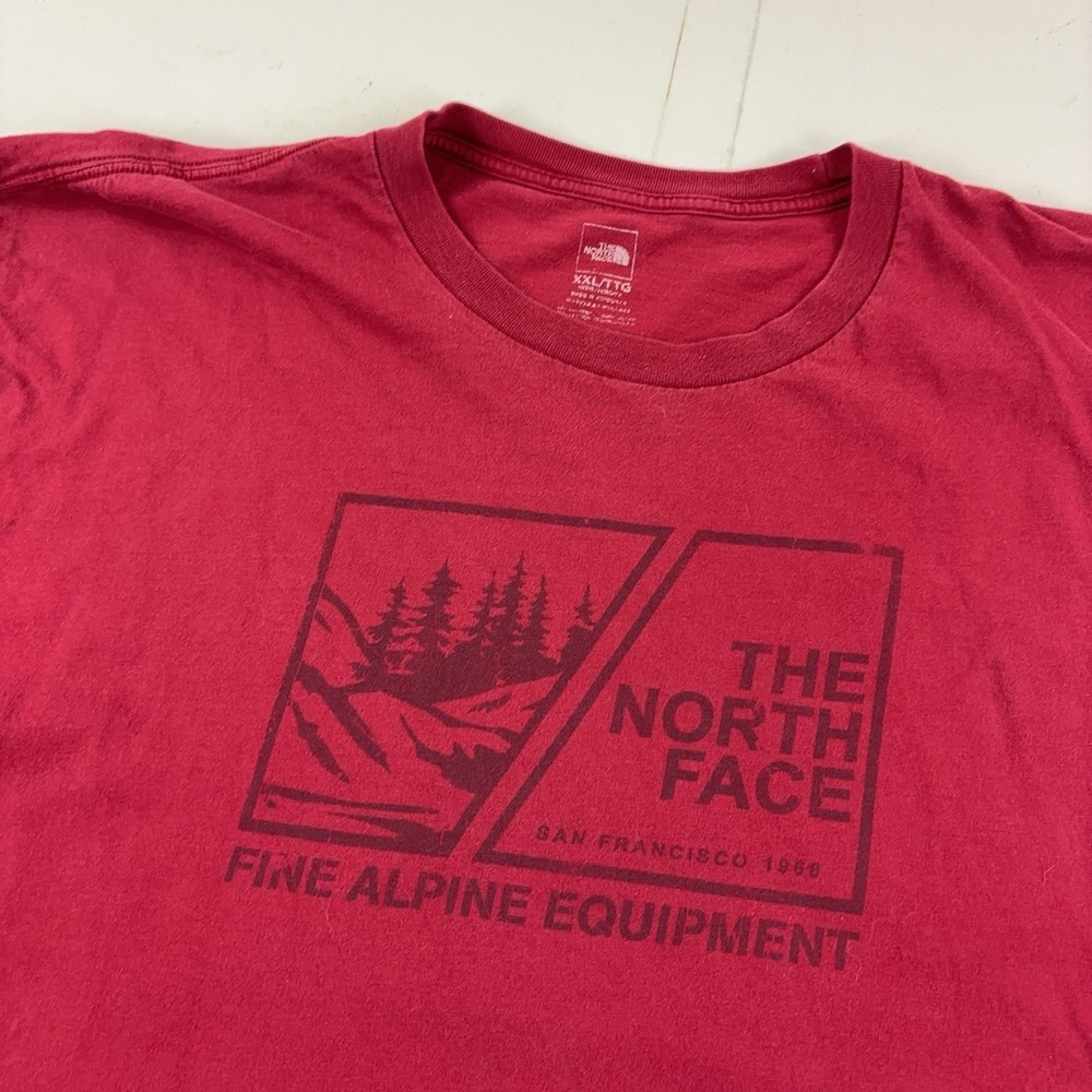 The North Face Shirt Mens 2XL Red Long Sleeve Fine Alpine Equipment Graphic Tee